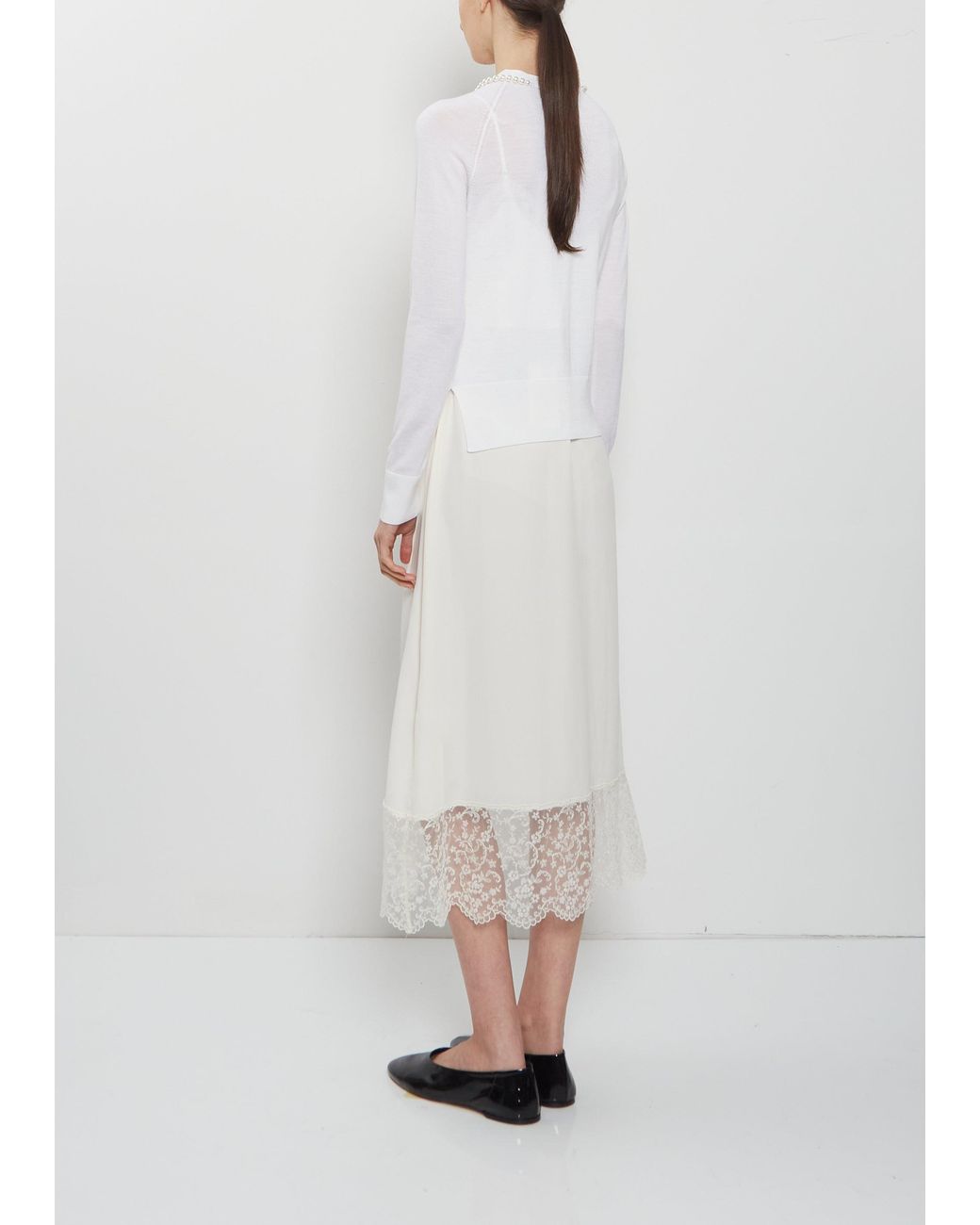 Simone Rocha White Embellished Merino Wool Silk Cardigan