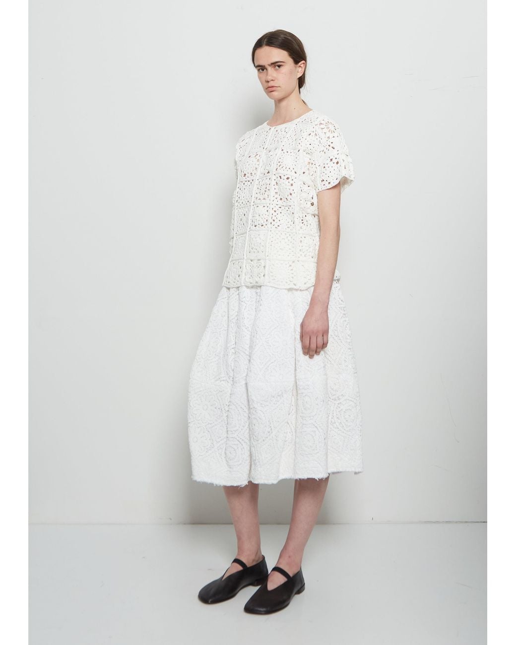 Comme des Garçons White Cotton Crochet Top