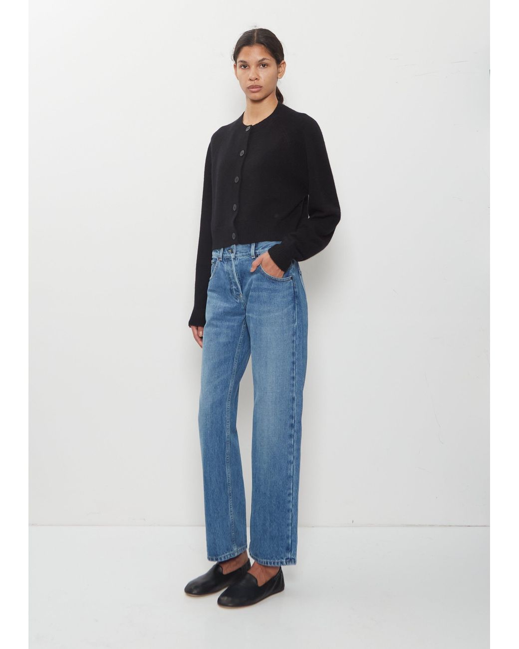 Loulou de Saison Black Heike Cashmere Cropped Cardigan