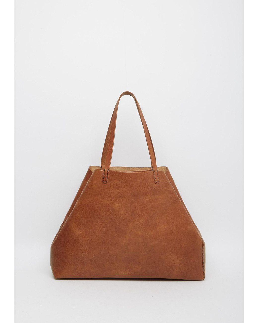 Henry Cuir Parenthese Large Shoulder Bag in Brown | Lyst