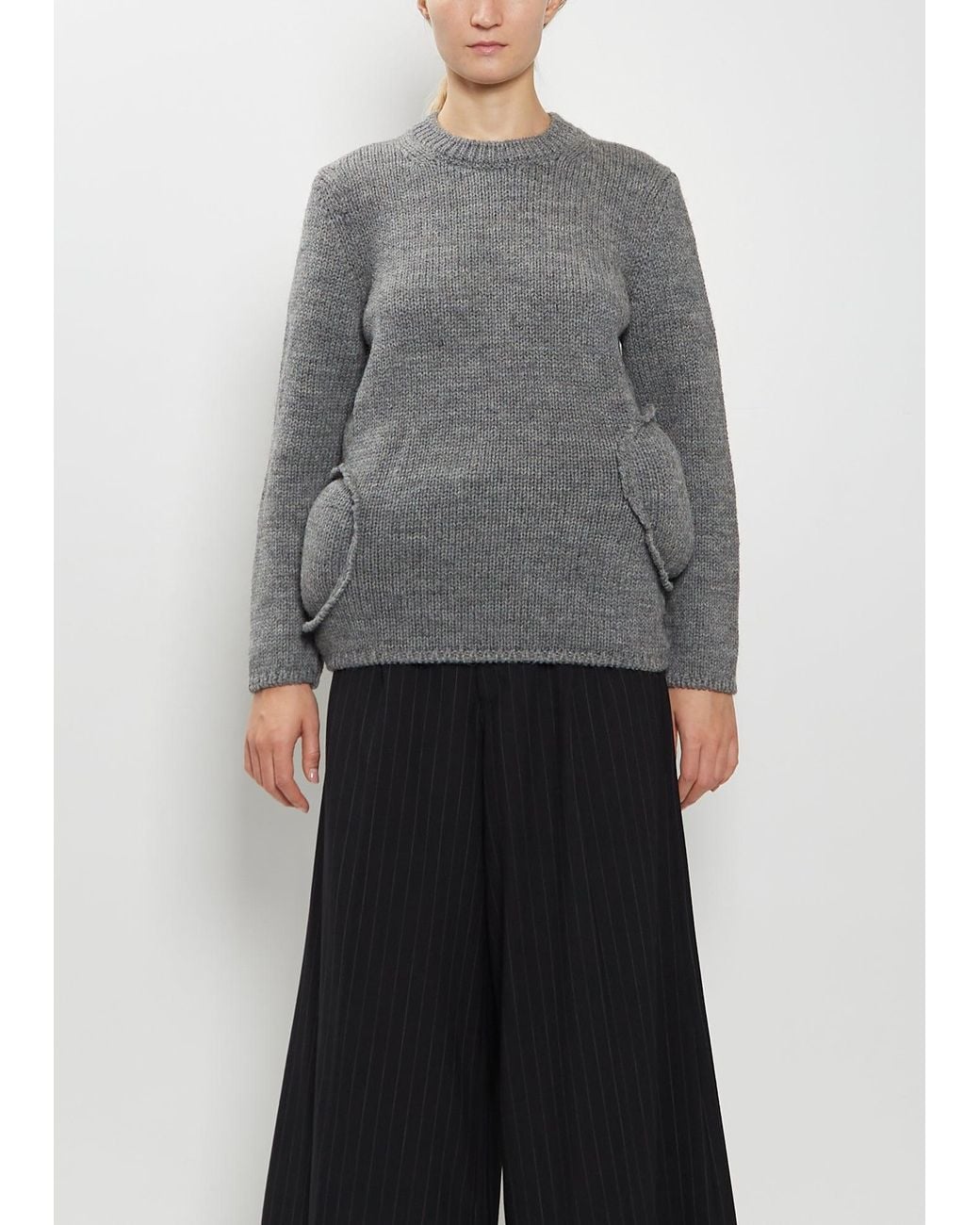 Comme des Garçons Gray Padded Details Wool Sweater