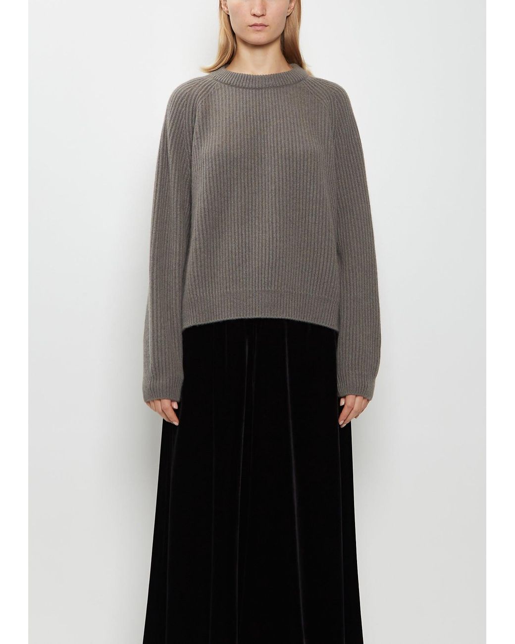 Dusan Gray Ribbed Cashmere Sweater