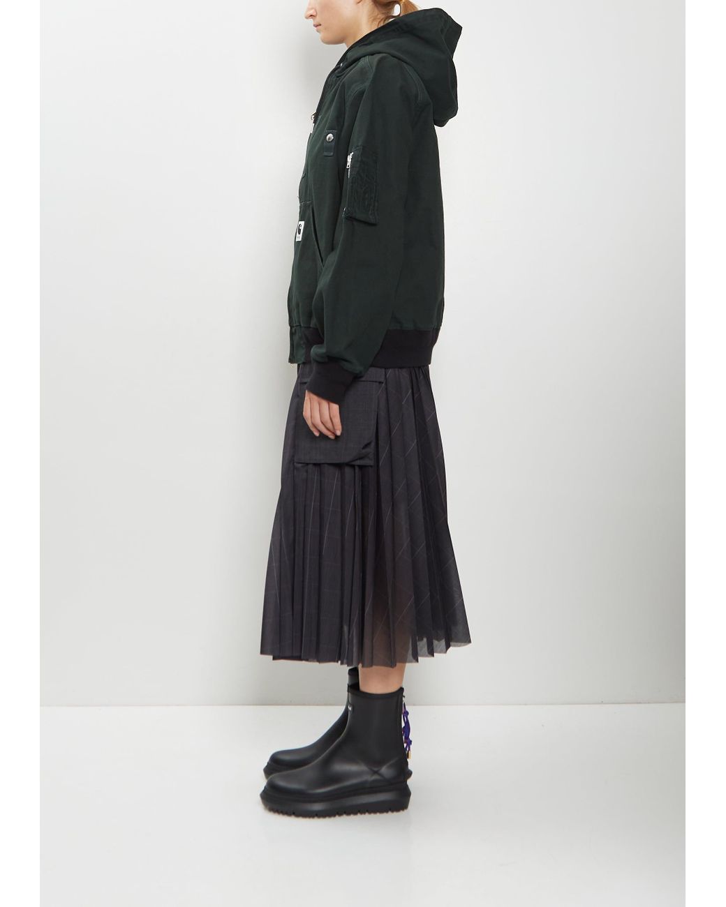 SACAI X CARHARTT WIP Washed Cotton Denim Duck Hooded Blouson in