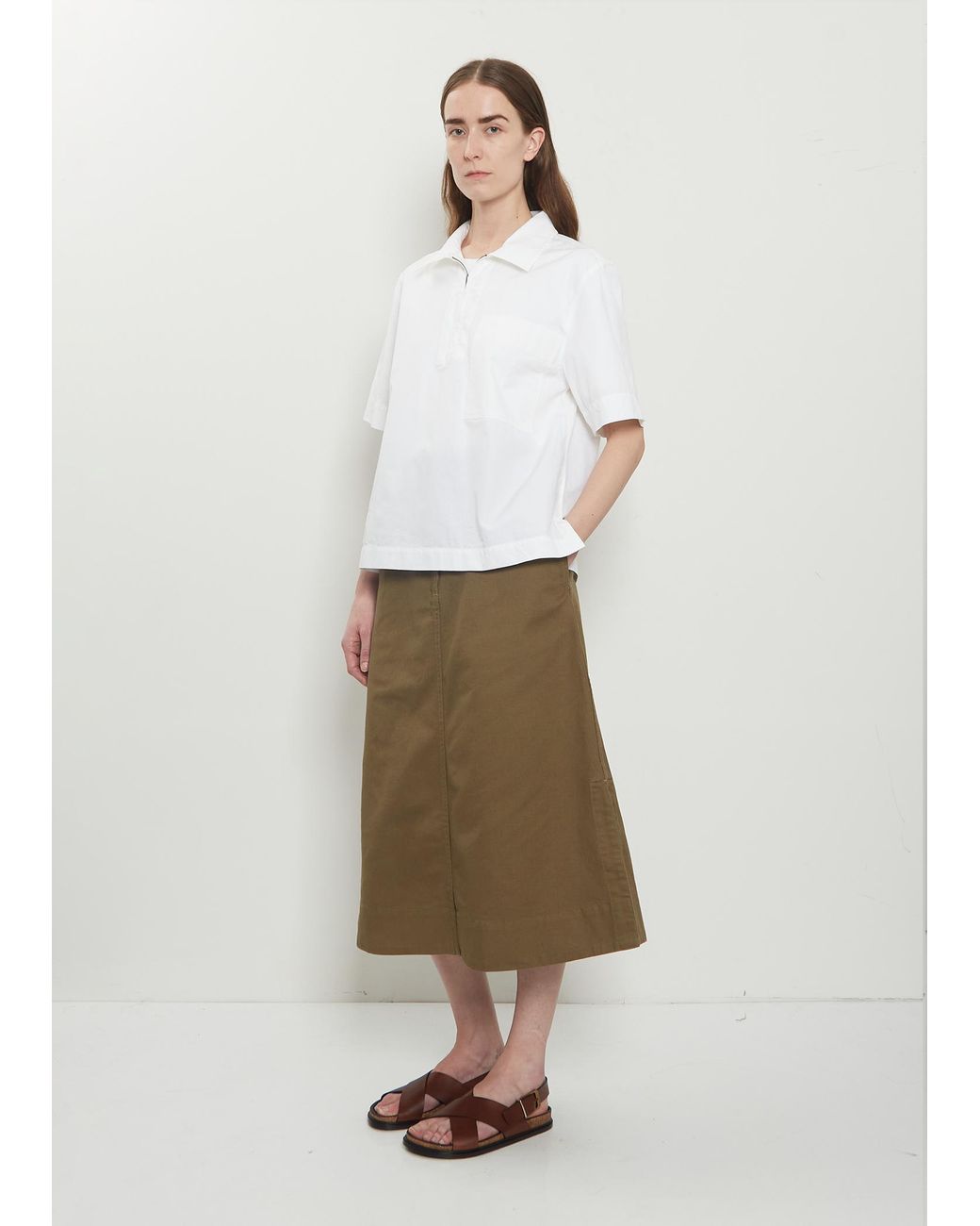 MHL by Margaret Howell White Half-zip Cotton Shirt
