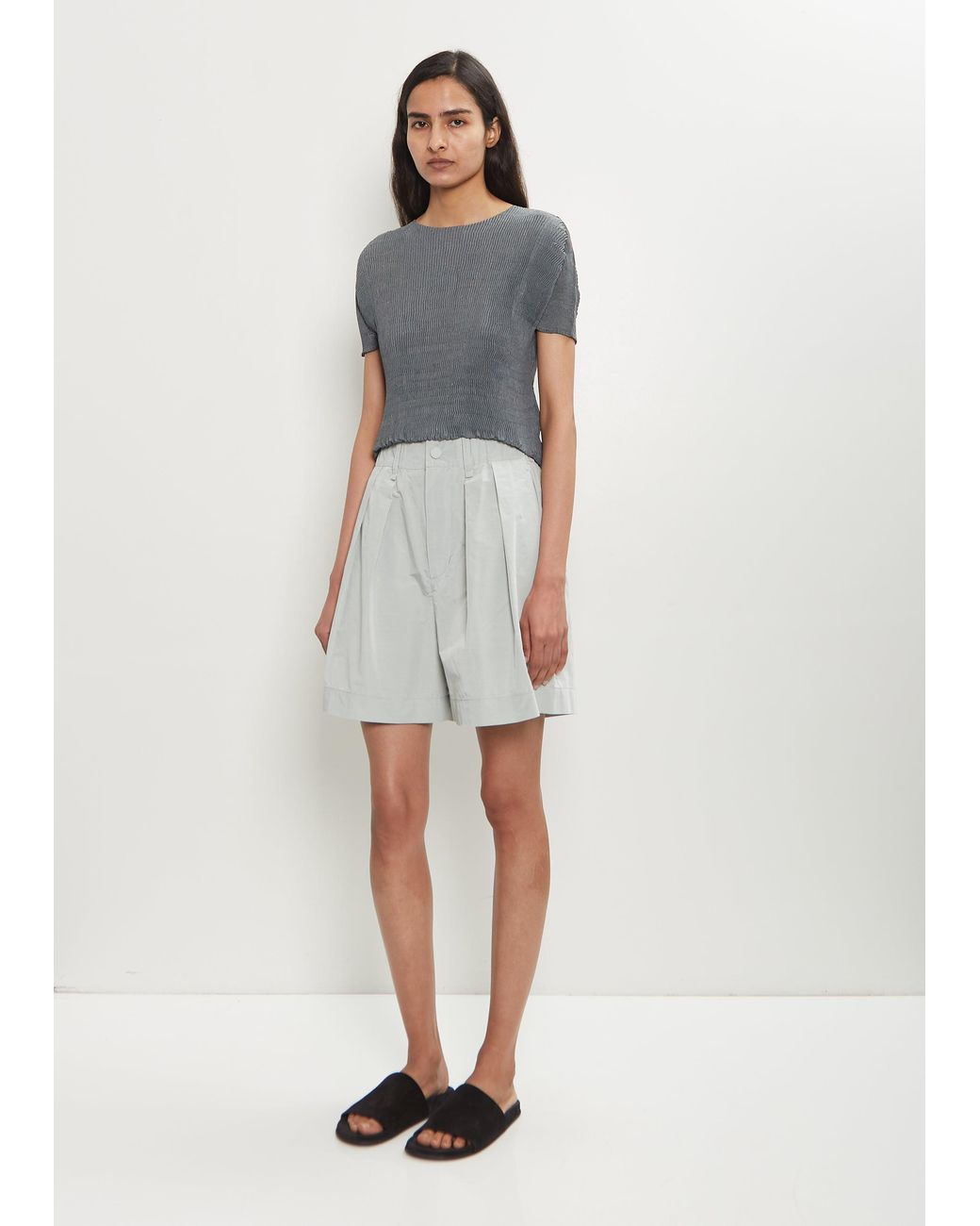 Issey Miyake White Crumpled Technical Cotton U Pants