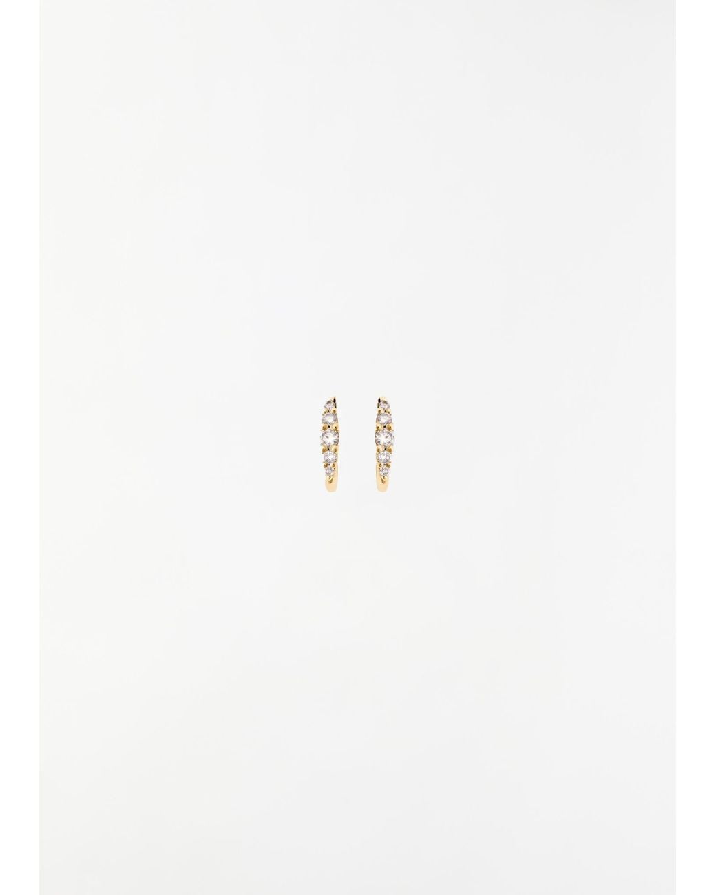 Ileana Makri White Diamond Rivulet Medium Oval Hoops