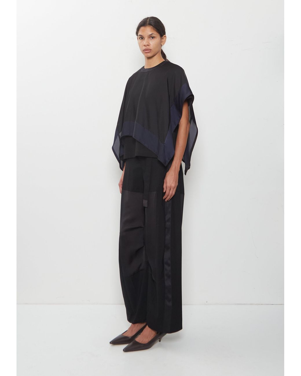 Sacai Blue Satin X Cotton Jersey T-shirt