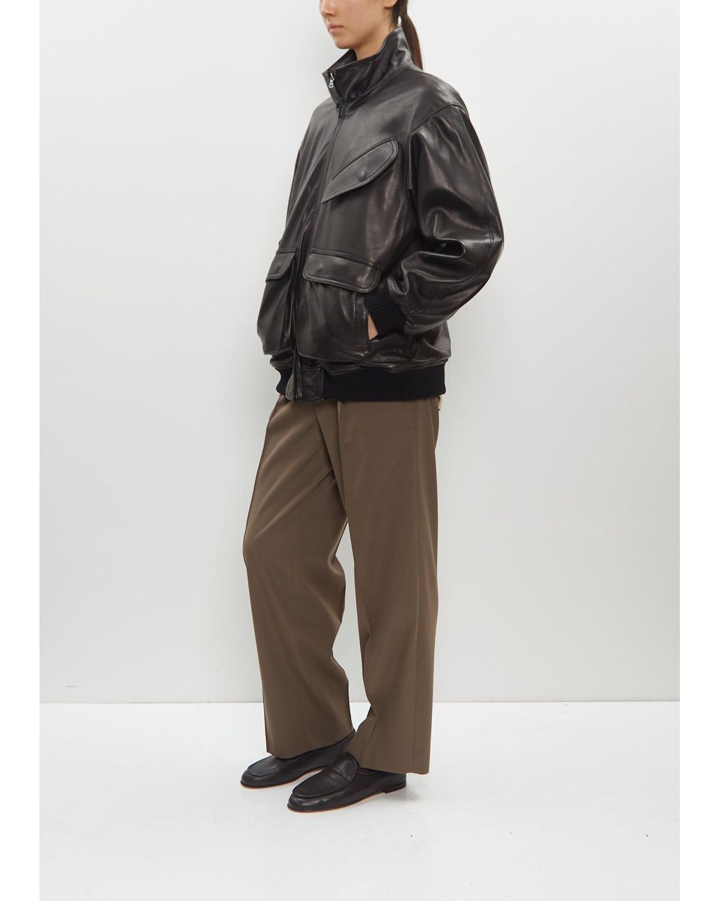 AURALEE Lamb Leather Zip Blouson in Black | Lyst AURALEE Lamb Leather Zip Blouson in Black | Lyst