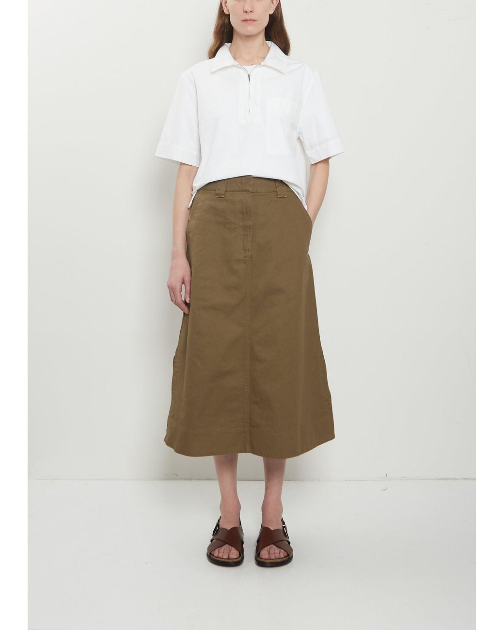 MHL by Margaret Howell Natural Side Vent Cotton Skirt