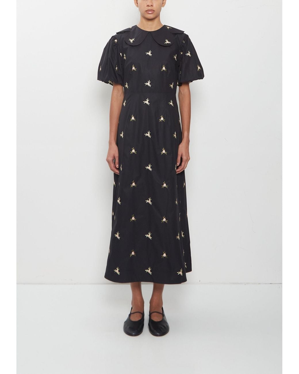 Simone Rocha Blue Puff Sleeve Petal Collar Dress
