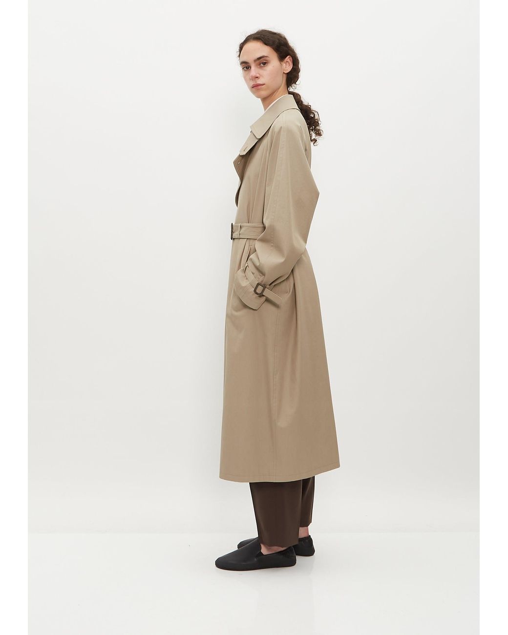 AURALEE Washed Finx Chambray Trench Coat in Natural | Lyst