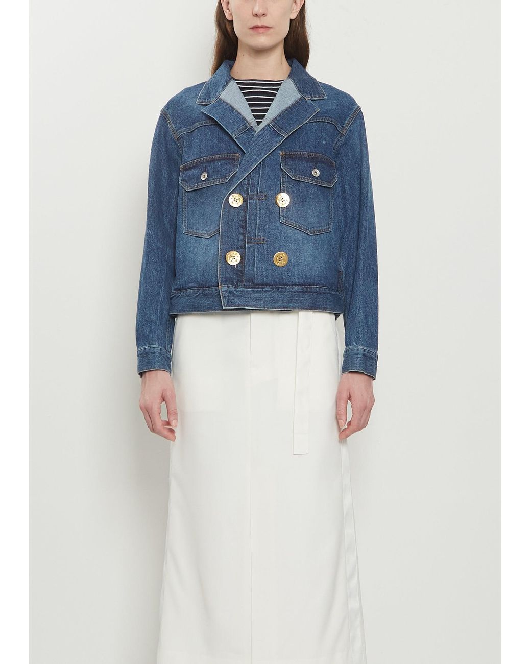 Sacai Blue Double-breasted Denim Jacket