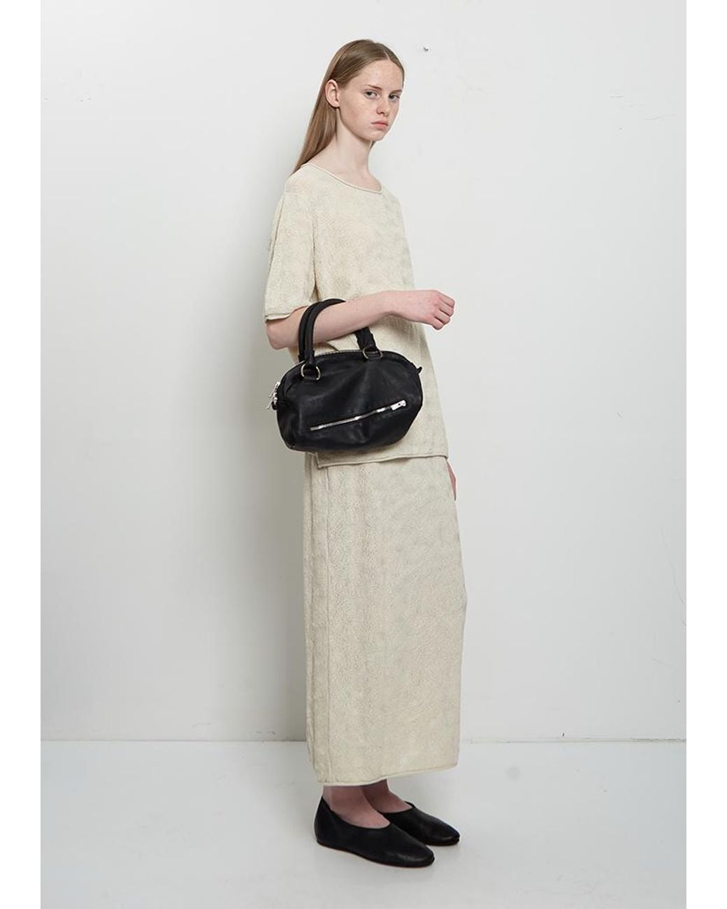 Guidi Black Shoulder Leather Bag, Small