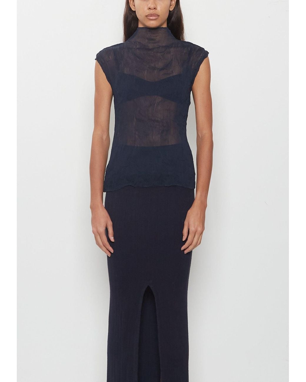 Issey Miyake Blue Chiffon Twist 1 Top