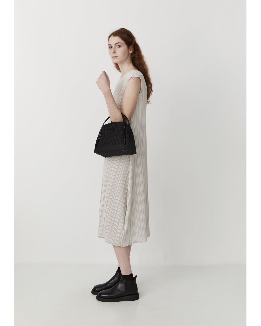 Pleats Please Issey Miyake Bias Pleats Shoulder Bag in Black