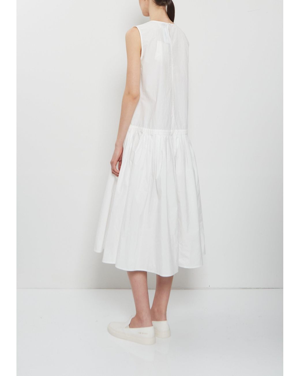Apuntob White Technical Cotton Sleeveless Dress