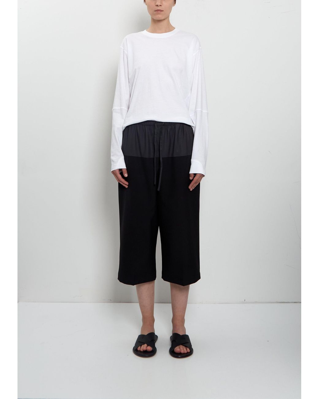 6397 Multicolor Cropped Drawstring Wool Pant