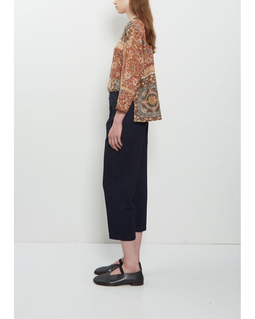 Visvim Blue Pleated Cropped Cotton Chino