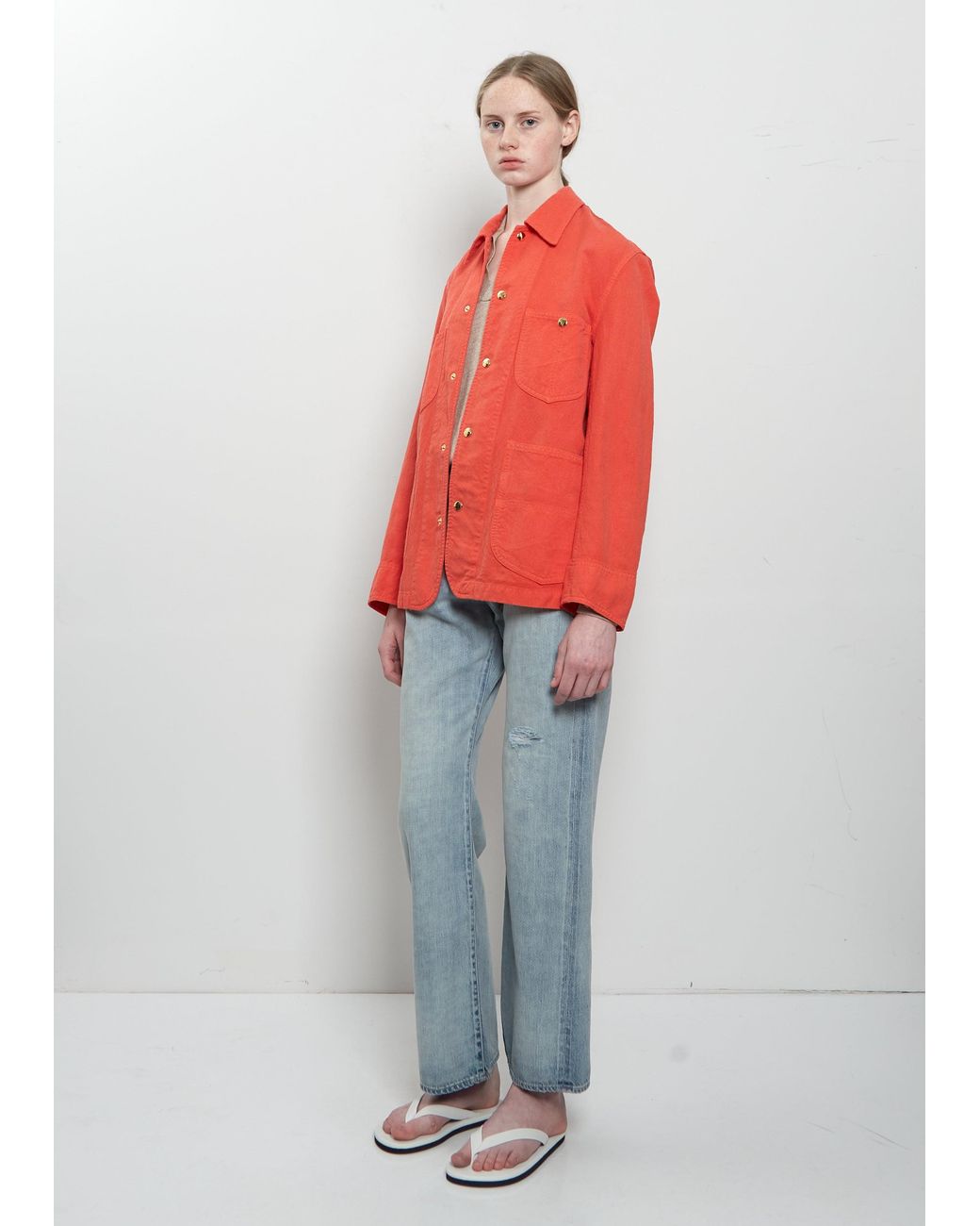 ジャケット・アウター auralee wool cotton linen ox jacket AURALEE Wool Cotton Linen Ox Work Jacket in Red | Lyst UK