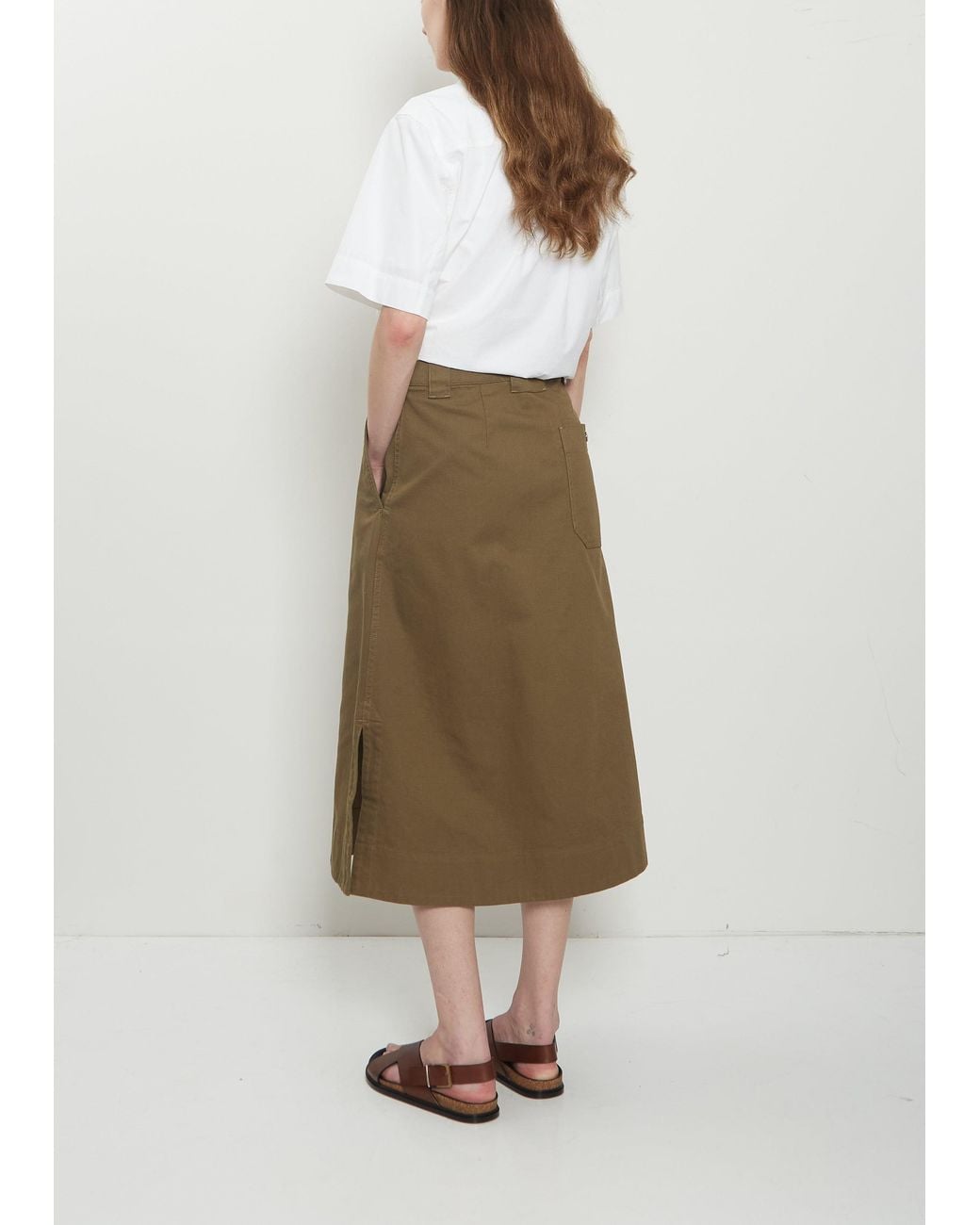 MHL by Margaret Howell Natural Side Vent Cotton Skirt