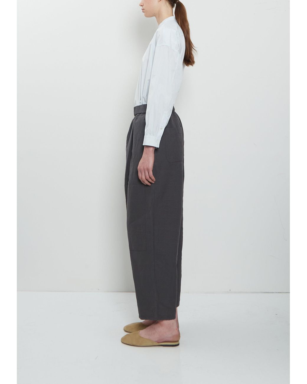 Arts & Science Gray One Tuck Linen Cotton Pant