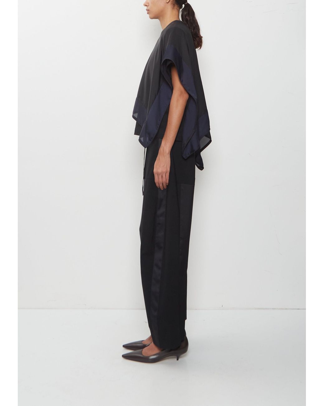 Sacai Blue Satin X Cotton Jersey T-shirt