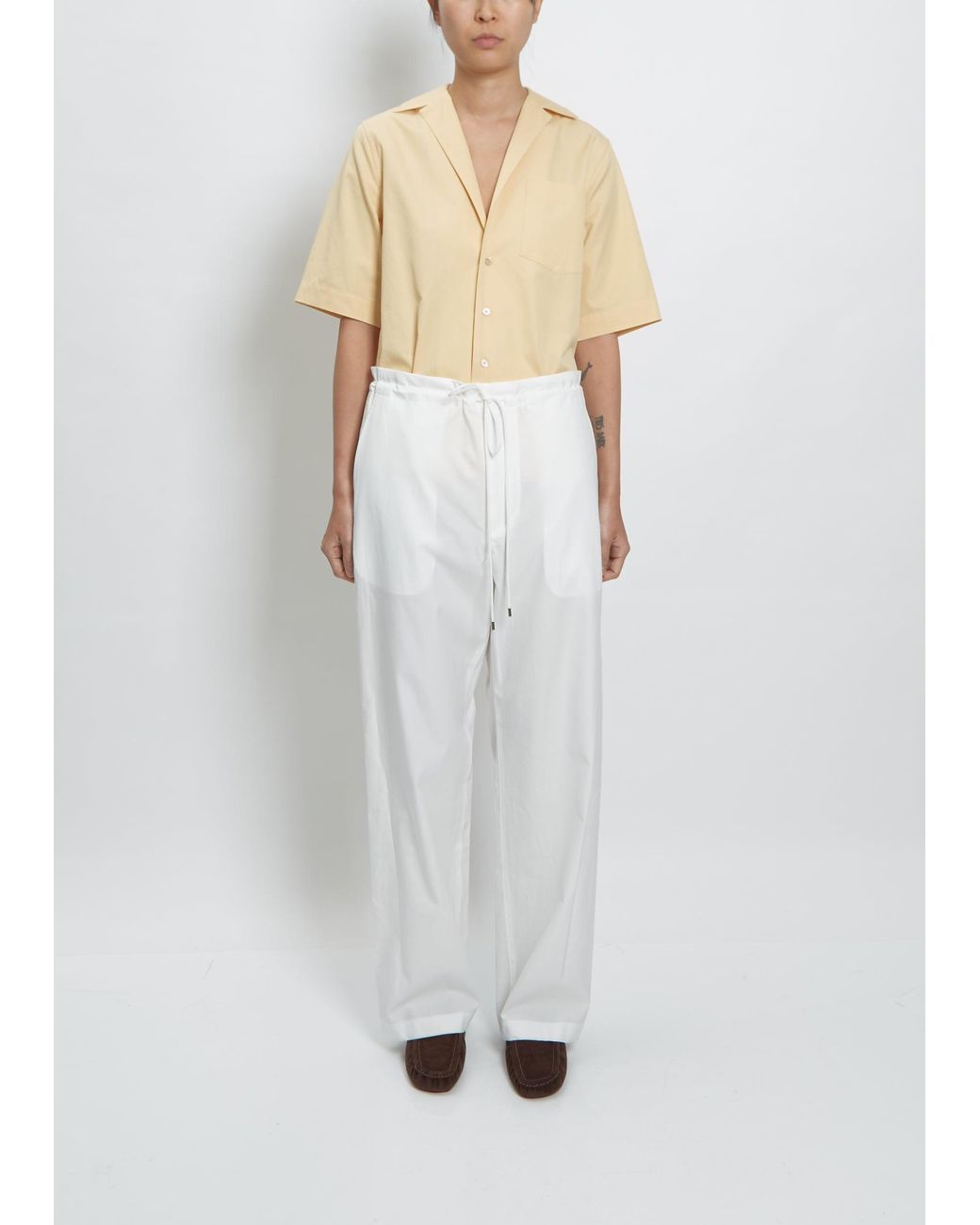 AURALEE Washed Finx Twill Easy Wide Pants in White | Lyst