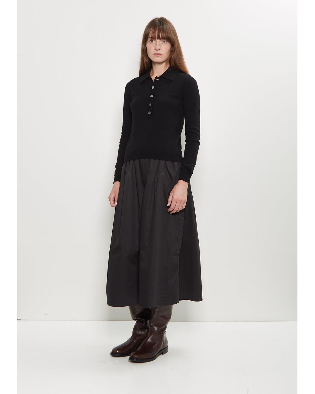 Begg x Co Black Anella Cashmere Polo Shirt