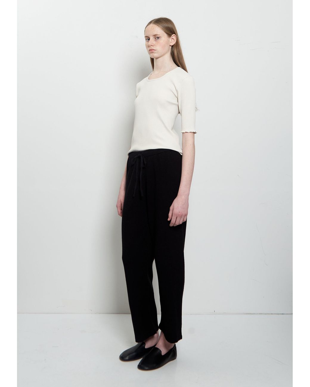 Lauren Manoogian White Crepe Cotton Linen Capri Pants
