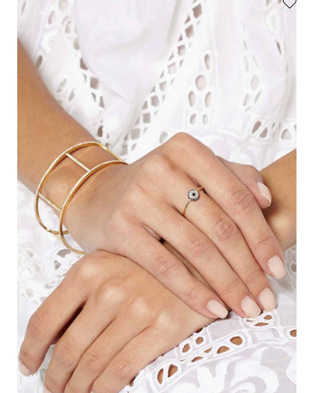 Ileana Makri White Leda Yellow Gold Ring