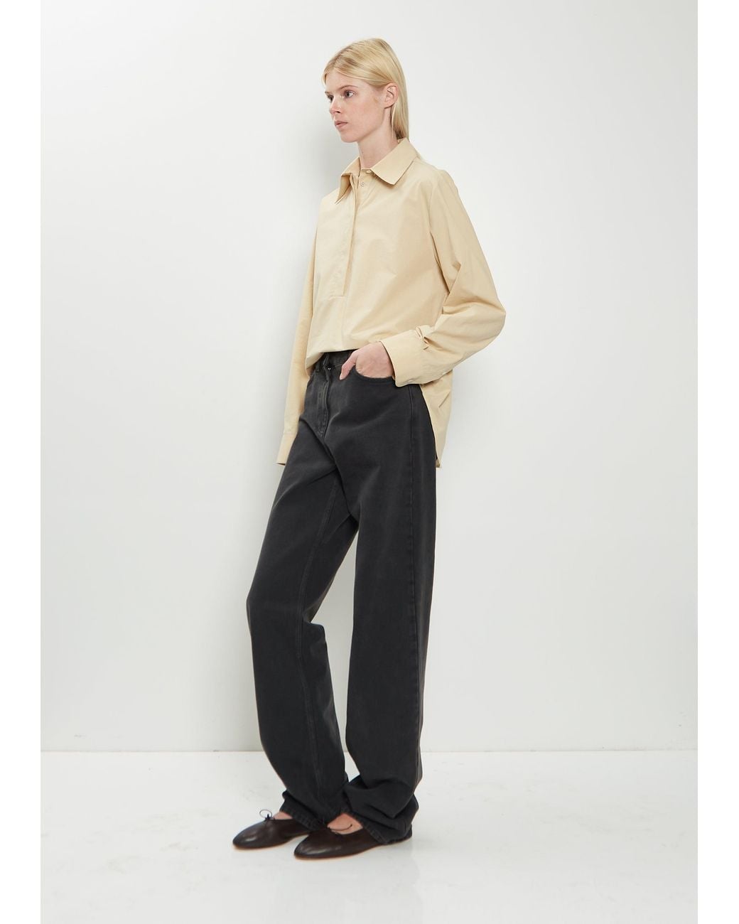 The Row Black Clair Cotton Denim Jean