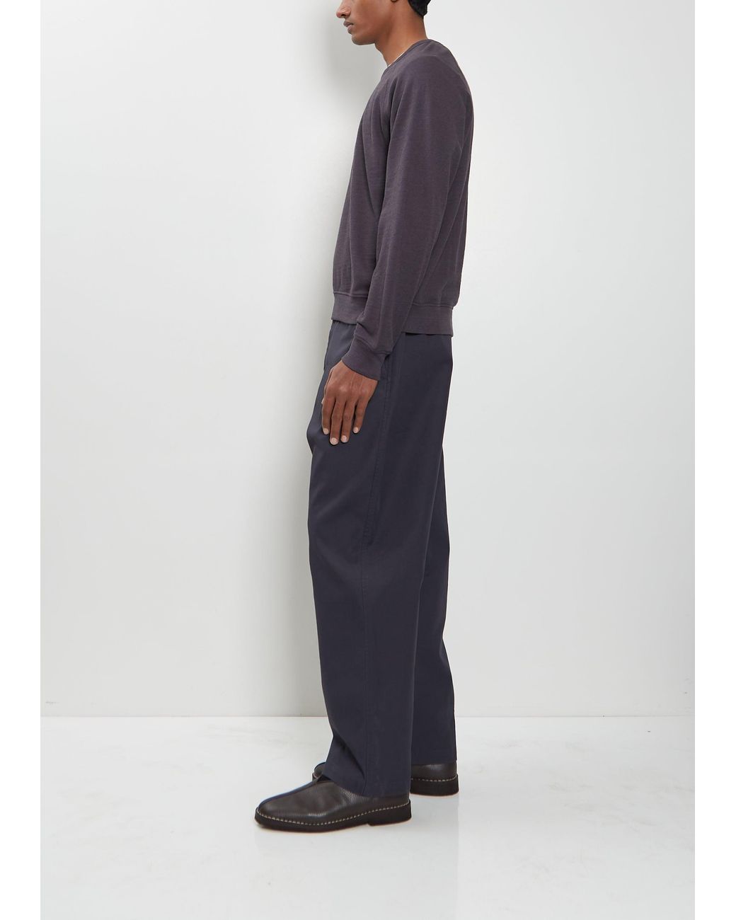 Lemaire Blue Crew Neck Cotton Wool Sweatshirt