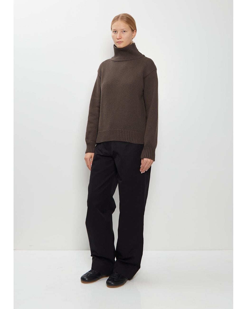 MHL by Margaret Howell Black Wool Cotton High Neck Sweater