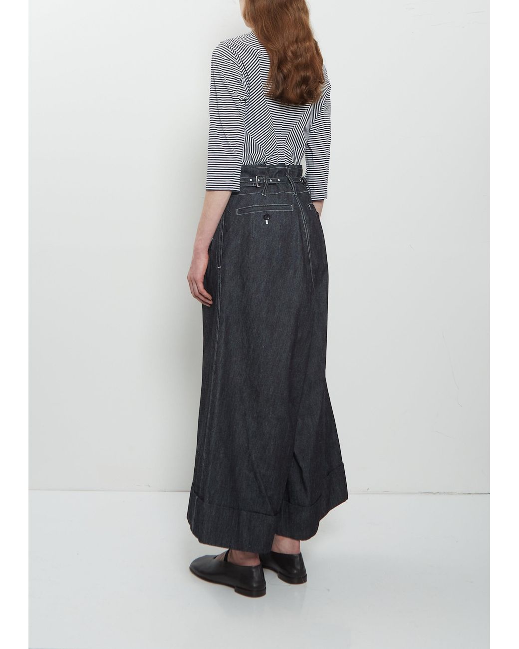 Junya Watanabe Gray High Waisted Pleated Wide Denim Jeans