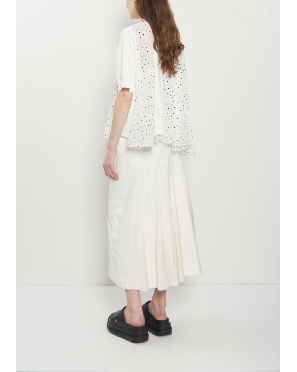 Sacai White Polka Dot Paneled Cotton Top