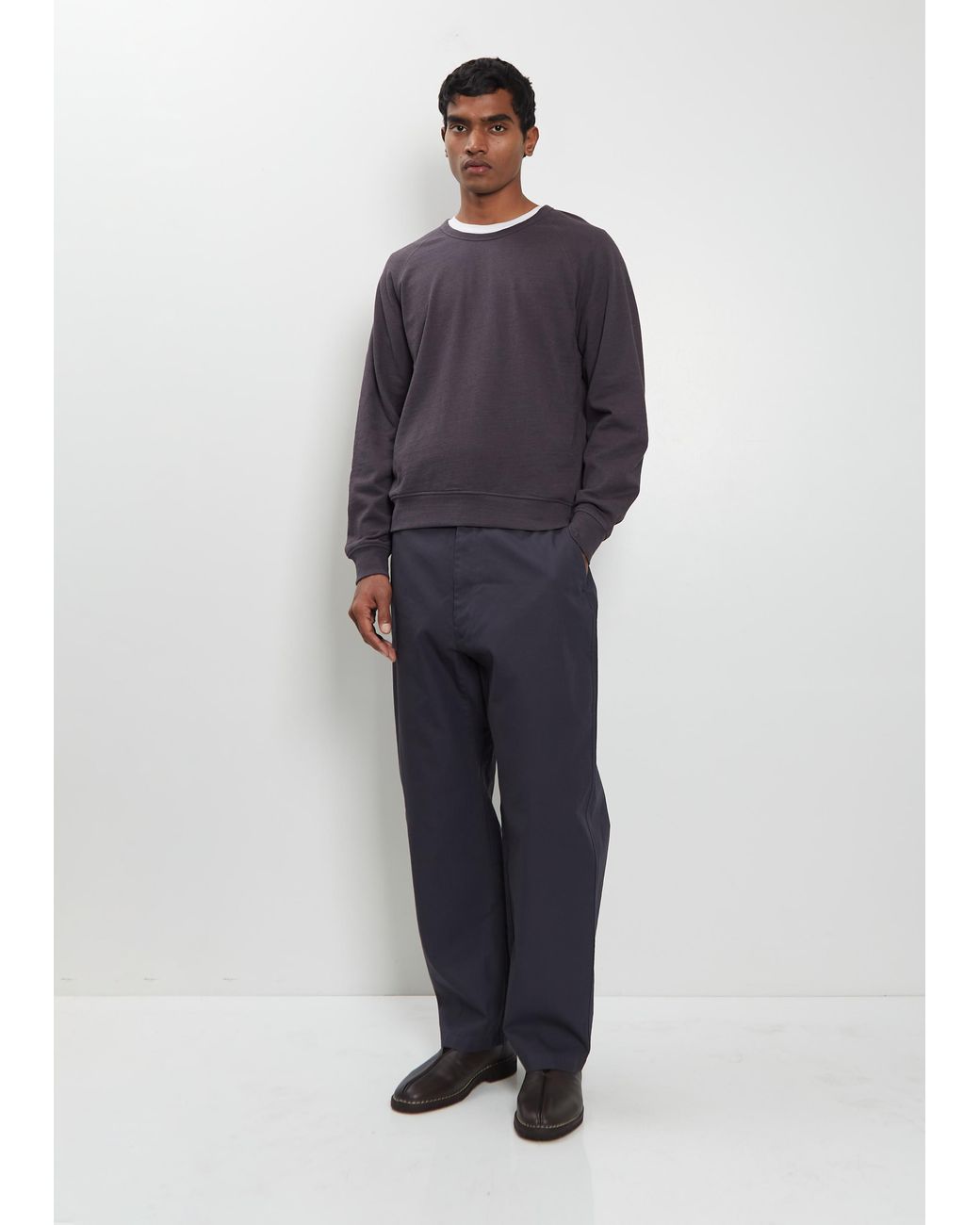 Lemaire Blue Crew Neck Cotton Wool Sweatshirt