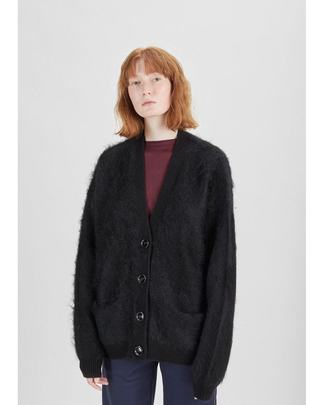 Acne Studios Rives Mohair Cardigan in Black | Lyst Canada