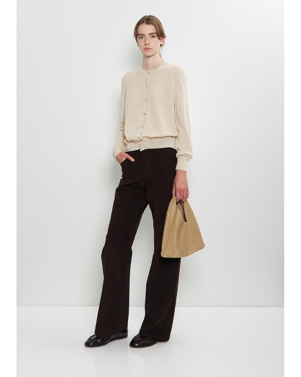 The Row White Leather Bindle, Small
