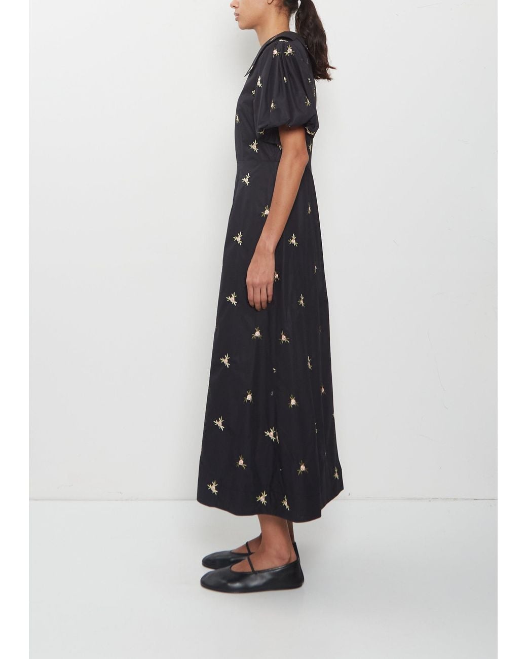 Simone Rocha Blue Puff Sleeve Petal Collar Dress