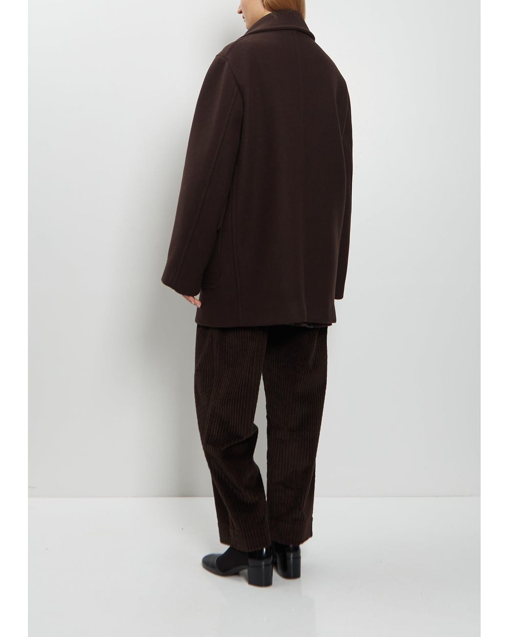 Meta Campania Collective Black Serge Boiled Wool Peacoat