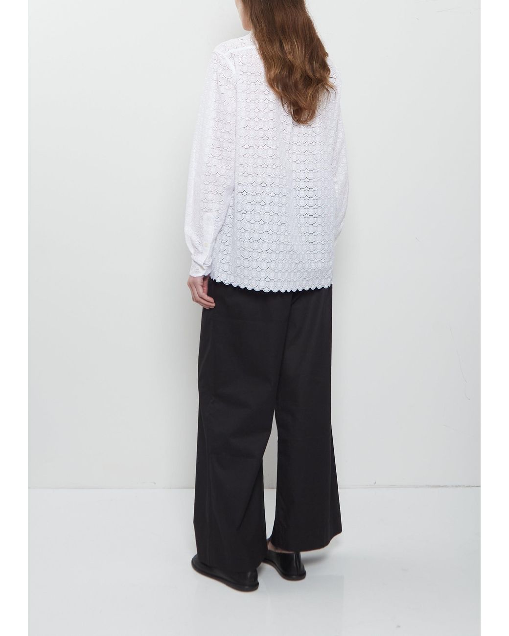 Meta Campania Collective White Pablo Unlined Flower Lace Cotton Shirt