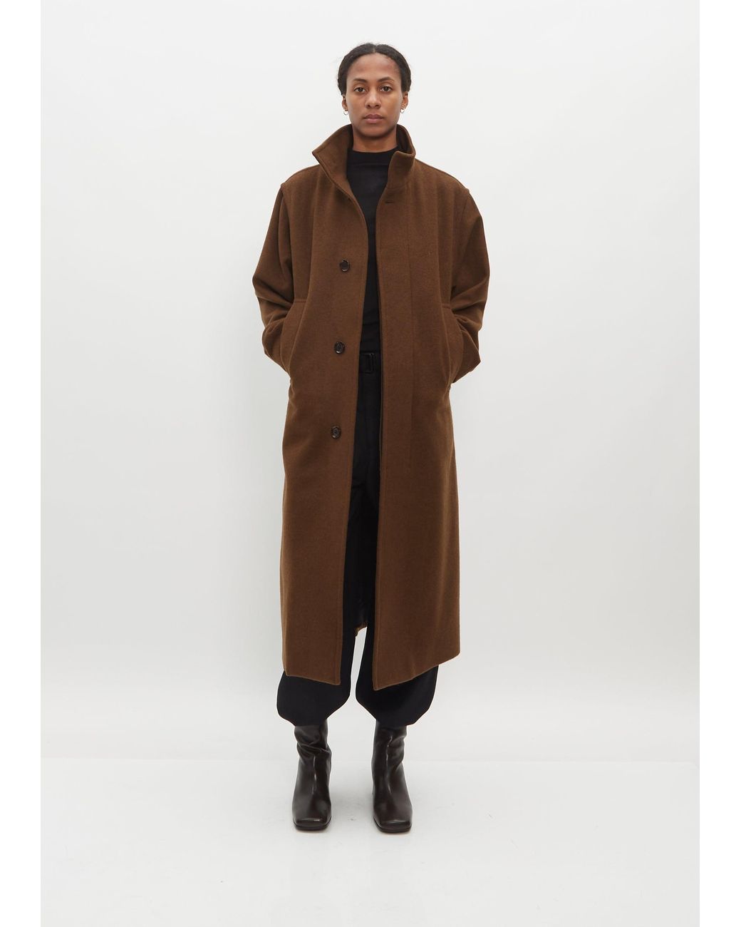 Lemaire Bathrobe Wool And Cashmere Coat in Brown | Lyst