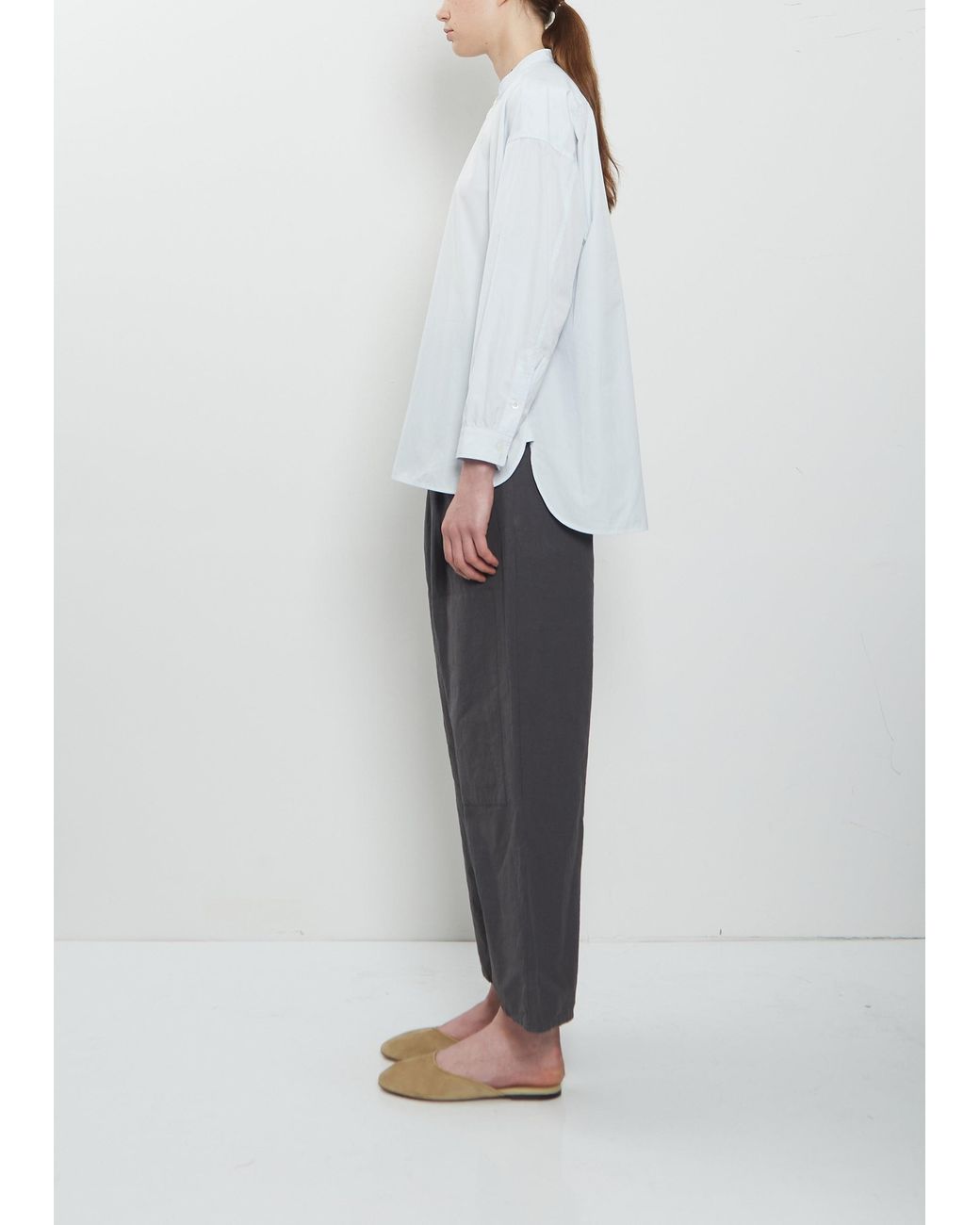 Arts & Science White Band Collar Simple Cotton Shirt
