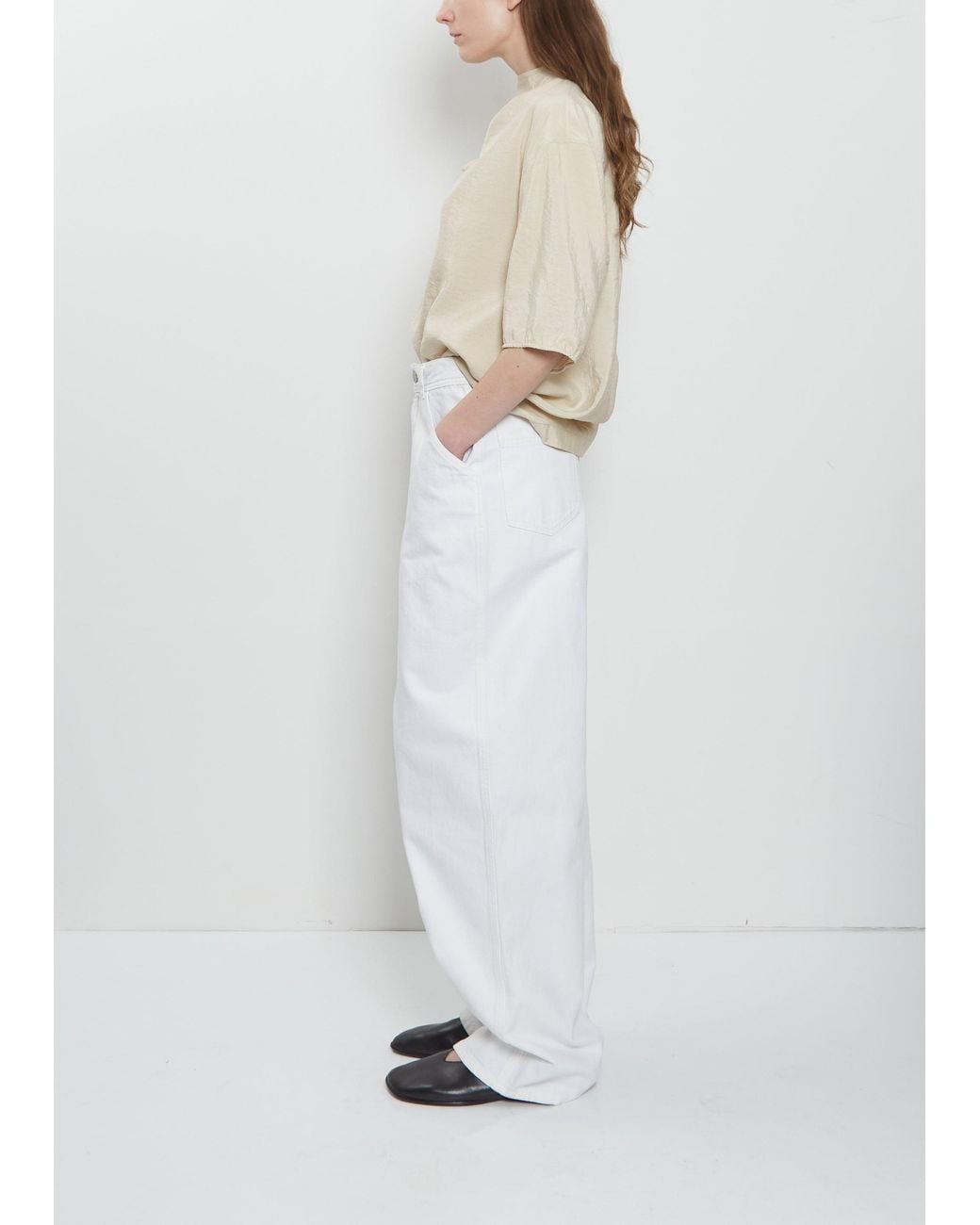 Lemaire White Large Curved Cotton Pants