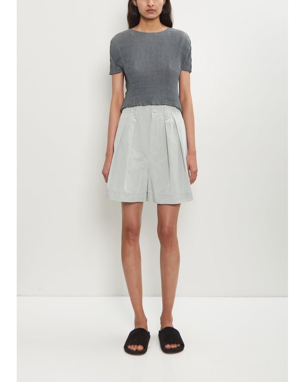 Issey Miyake White Crumpled Technical Cotton U Pants