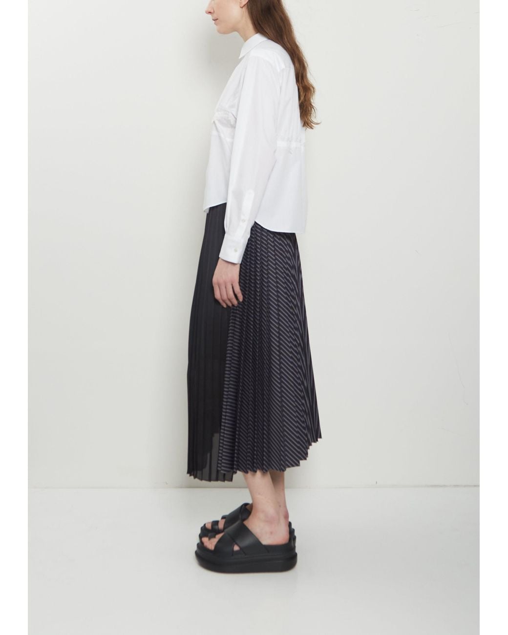 Sacai White Lace Detail Poplin Shirt