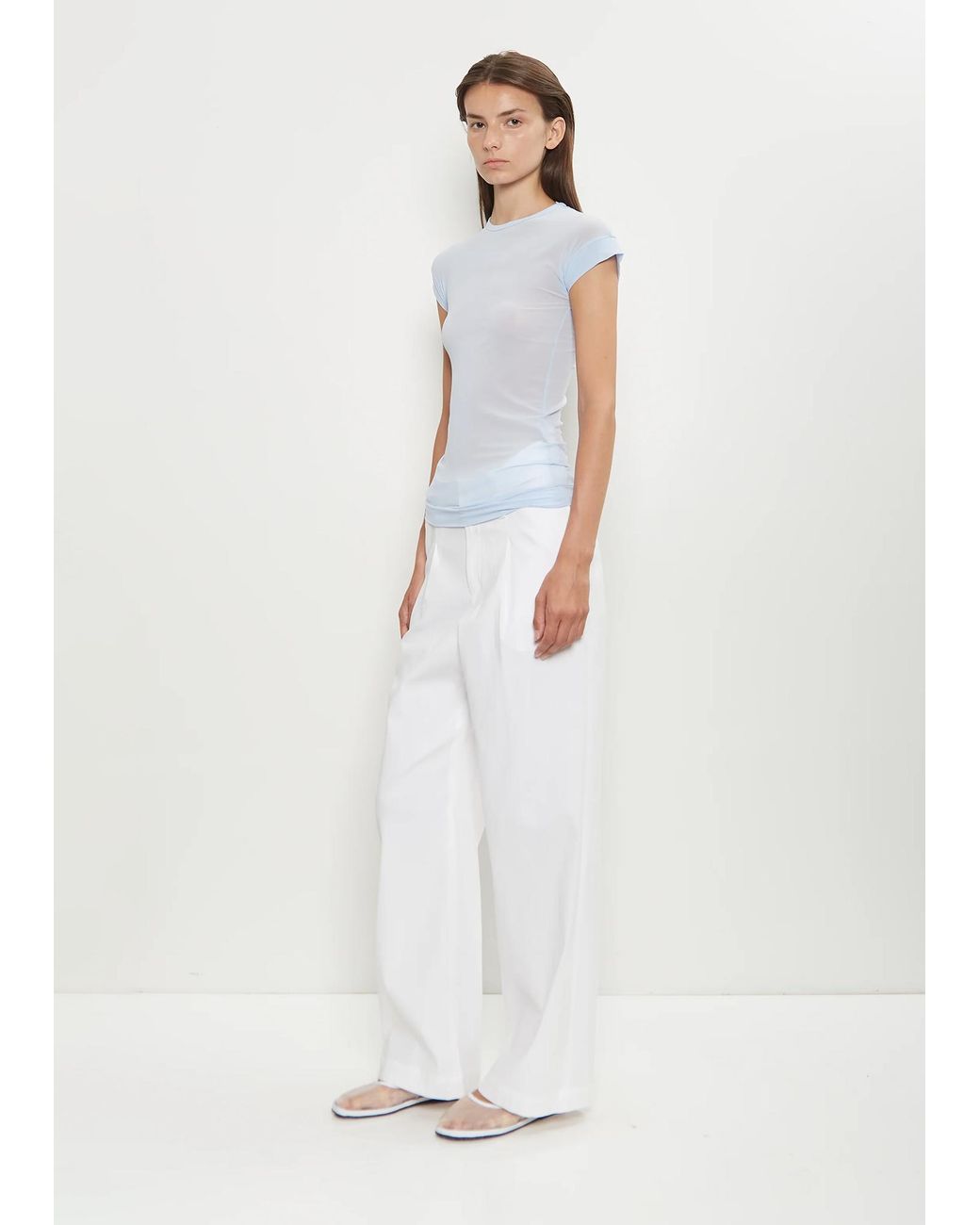 Issey Miyake White Washi Paper Wide Leg Pants