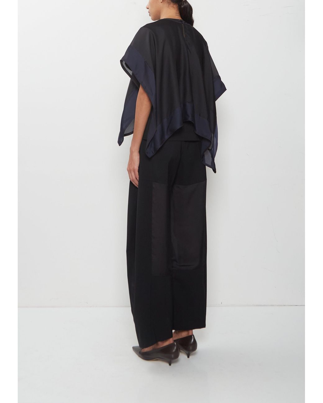 Sacai Blue Satin X Cotton Jersey T-shirt