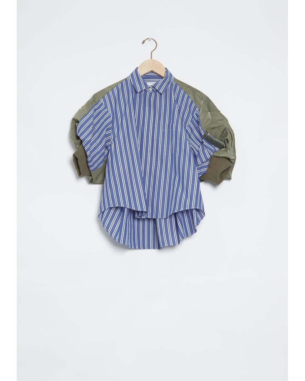 Sacai Women's Blue Nylon Twill Mix Shirt