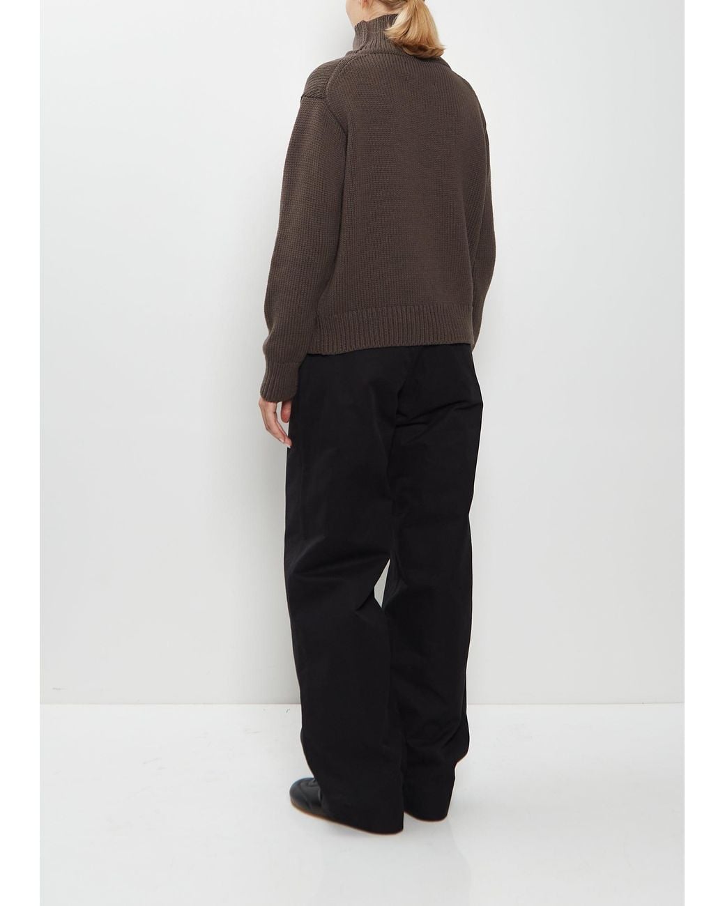 MHL by Margaret Howell Black Wool Cotton High Neck Sweater